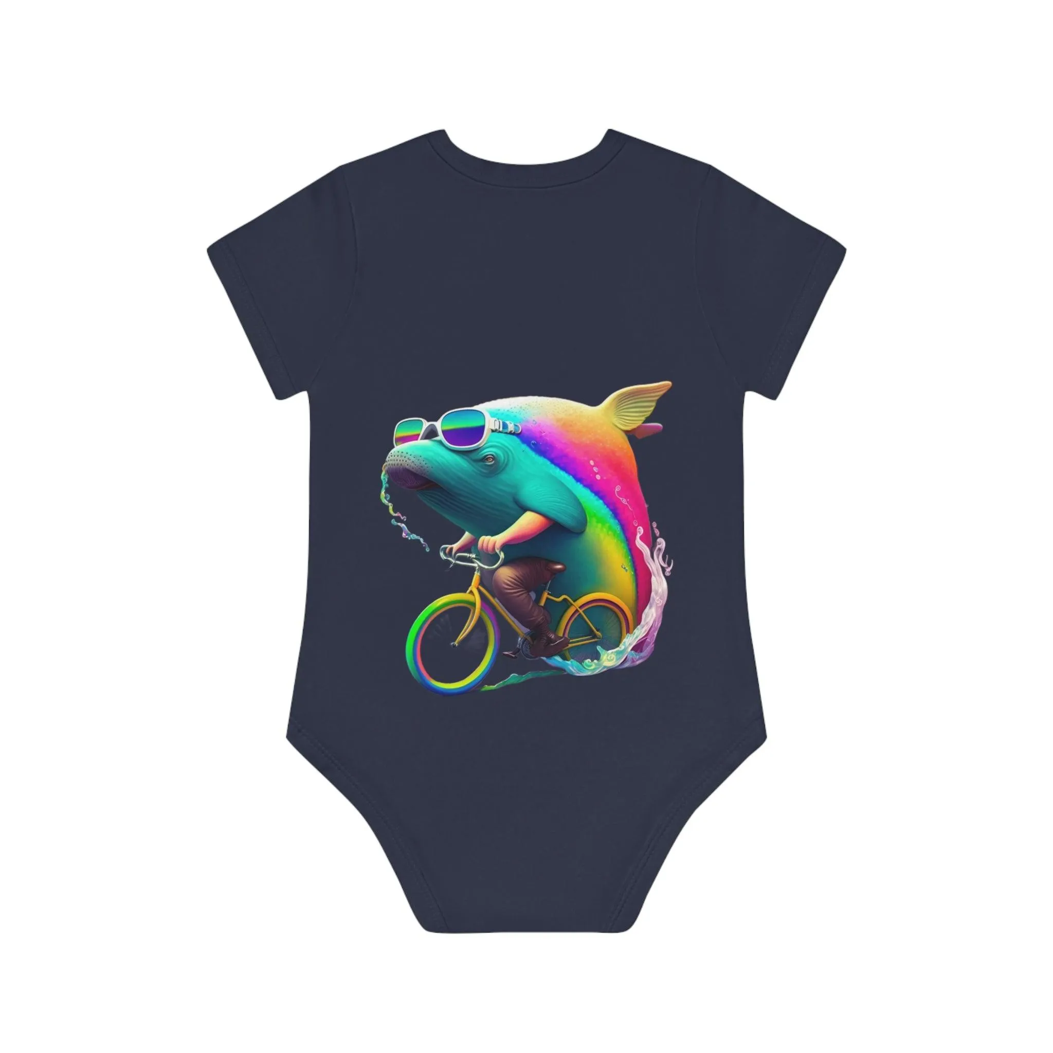 ,,WHALE" Baby Organic Short Sleeve Bodysuit