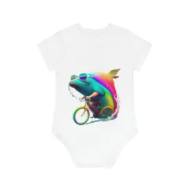 ,,WHALE" Baby Organic Short Sleeve Bodysuit