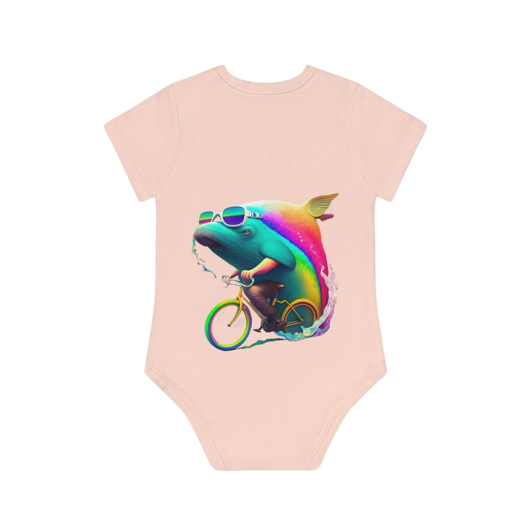 ,,WHALE" Baby Organic Short Sleeve Bodysuit