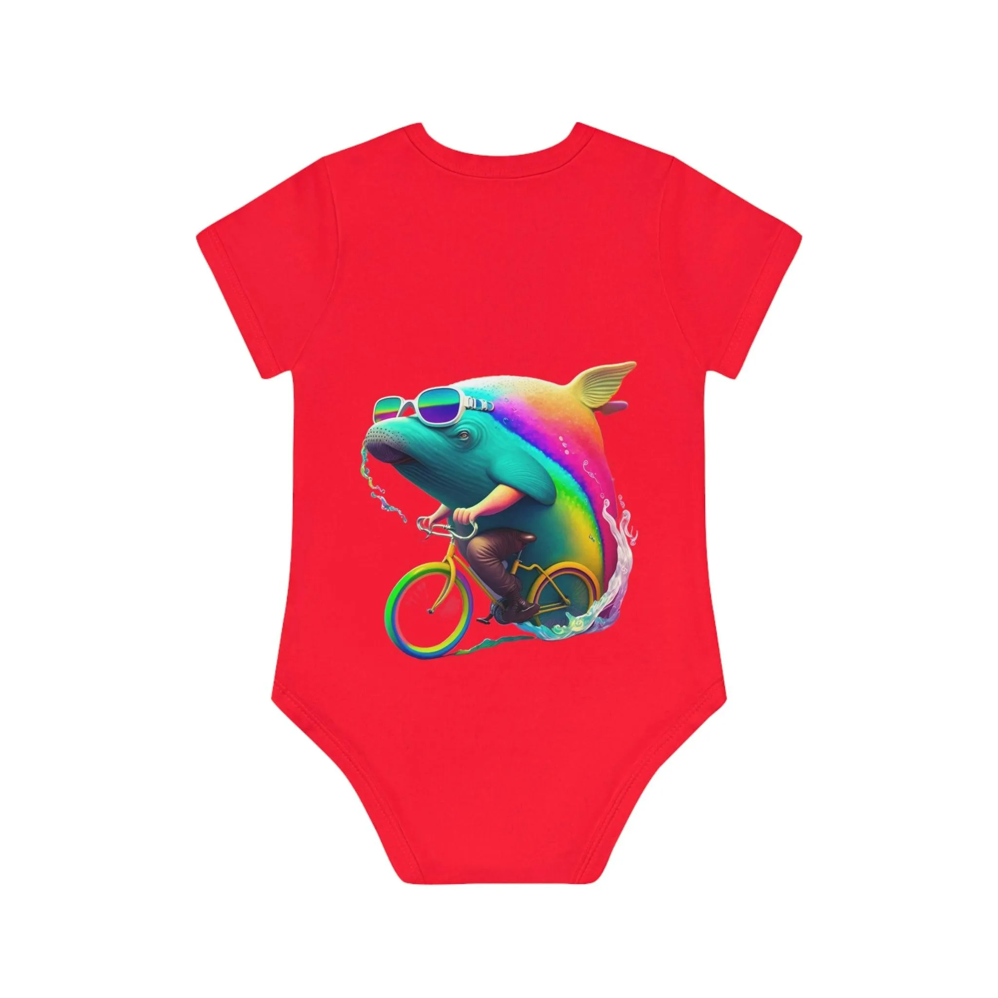 ,,WHALE" Baby Organic Short Sleeve Bodysuit