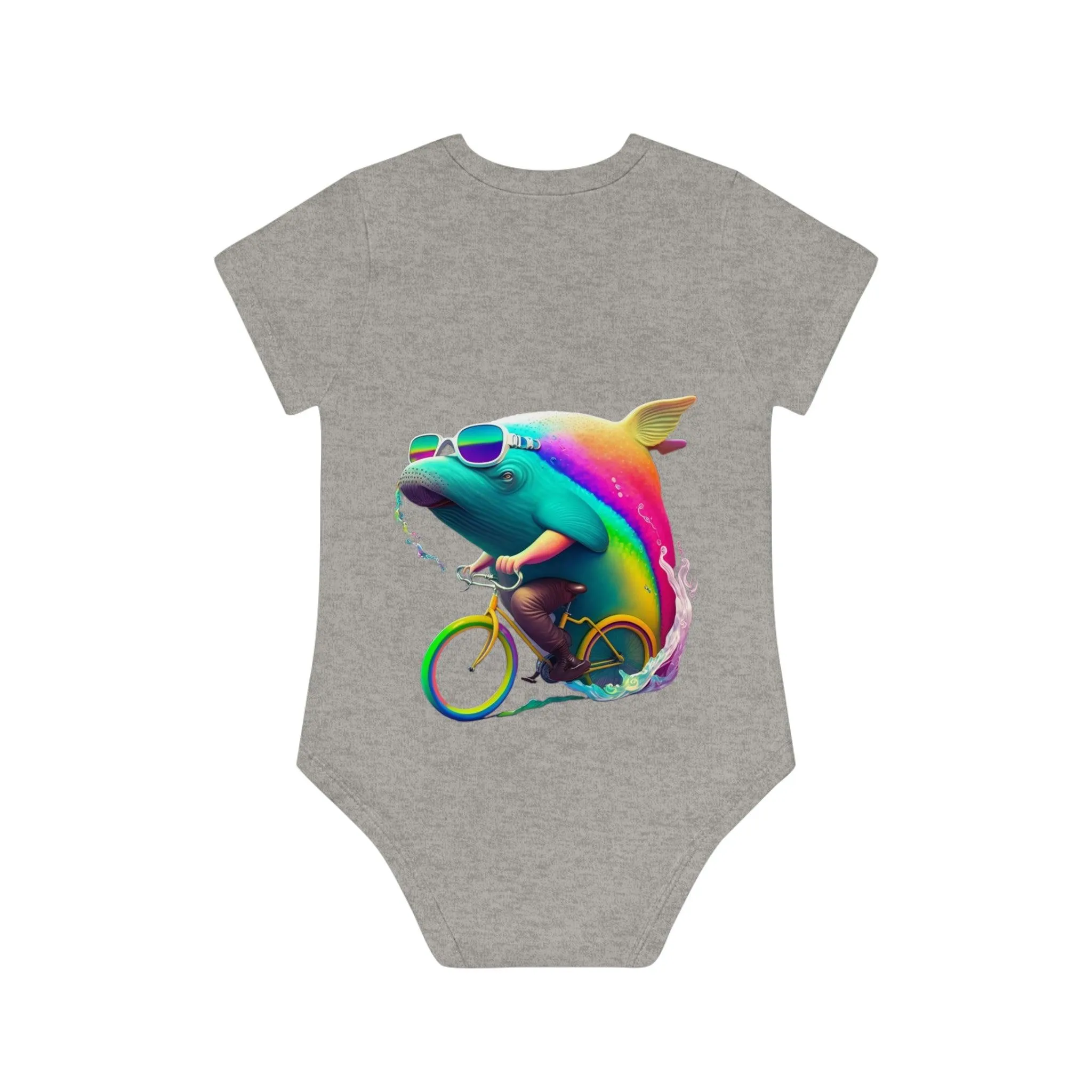 ,,WHALE" Baby Organic Short Sleeve Bodysuit