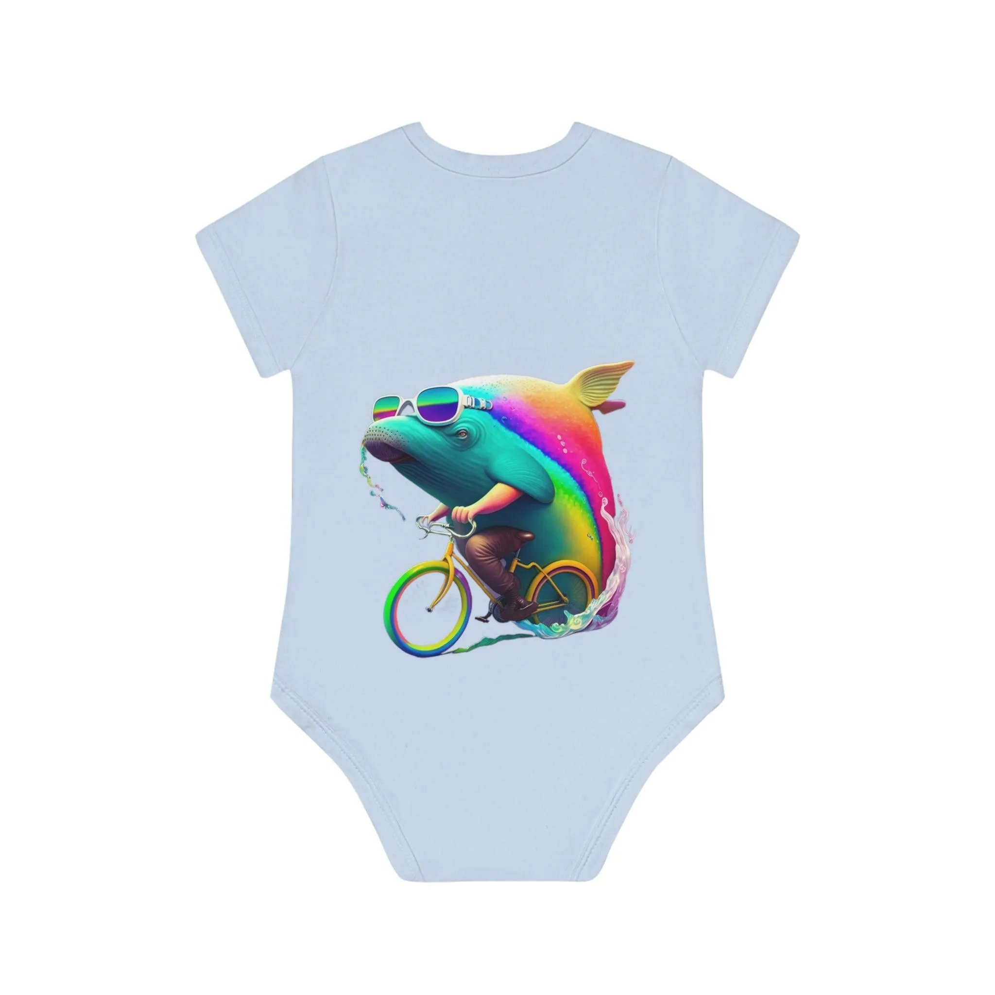 ,,WHALE" Baby Organic Short Sleeve Bodysuit