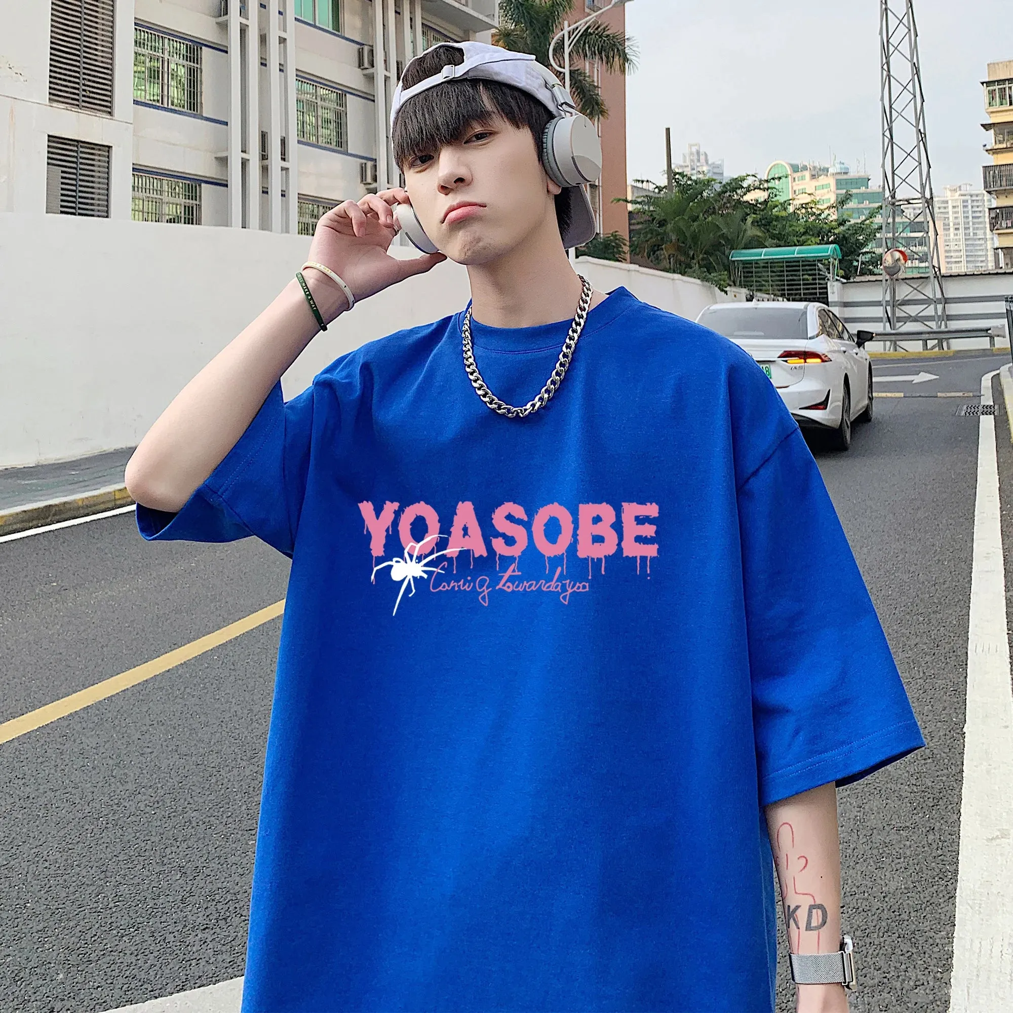 Wiaofellas  -  Letter Printed Cotton Short Sleeve T-shirt Men Women Loose Half Sleeved T-shirt Harajuku Fashion Men Clothing Oversized T Shirts