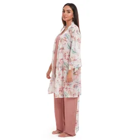 Women summer 3 piece pajama set Abstract Desert watercolors kimono   Cashmere top & Pants