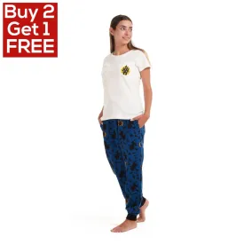 Women summer pajama set Off White T-shirt   Witches pants