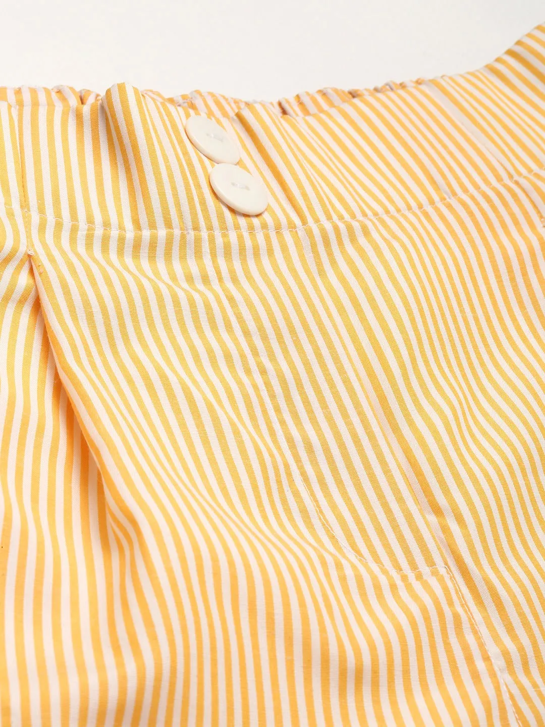 Women Yellow Stripes Tapered Pants